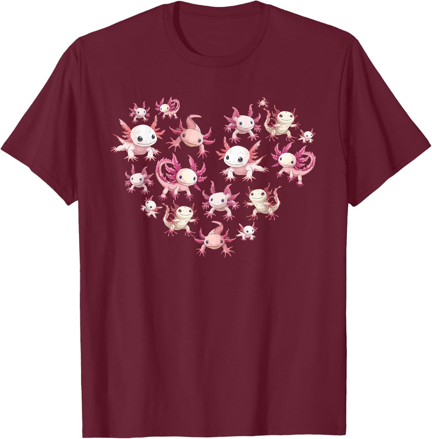 Axolotl Shirt Axolotl Shirts for Girls Women Heart Cute T-Shirt - T-Shirt | Maroon
