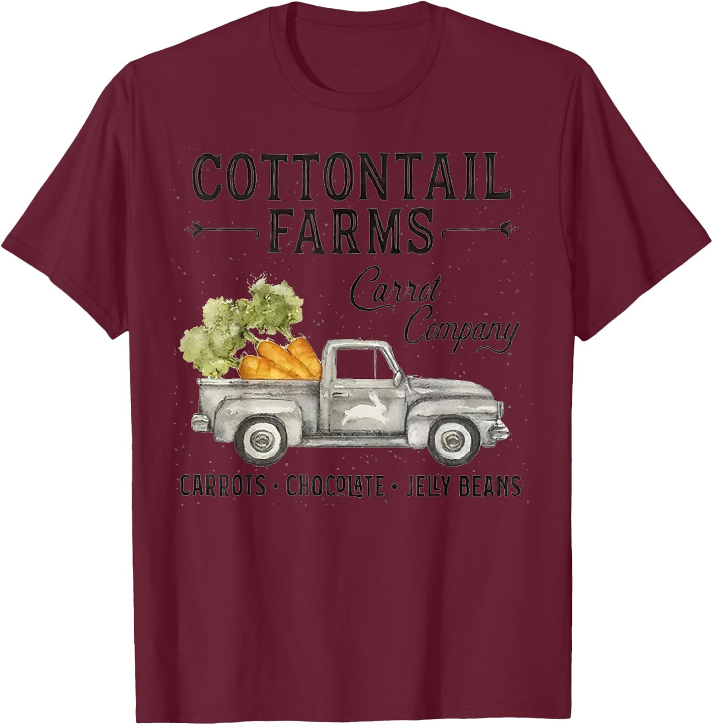Cottontail farms carrot company vintage Easter day truck T-Shirt - T-Shirt | Maroon