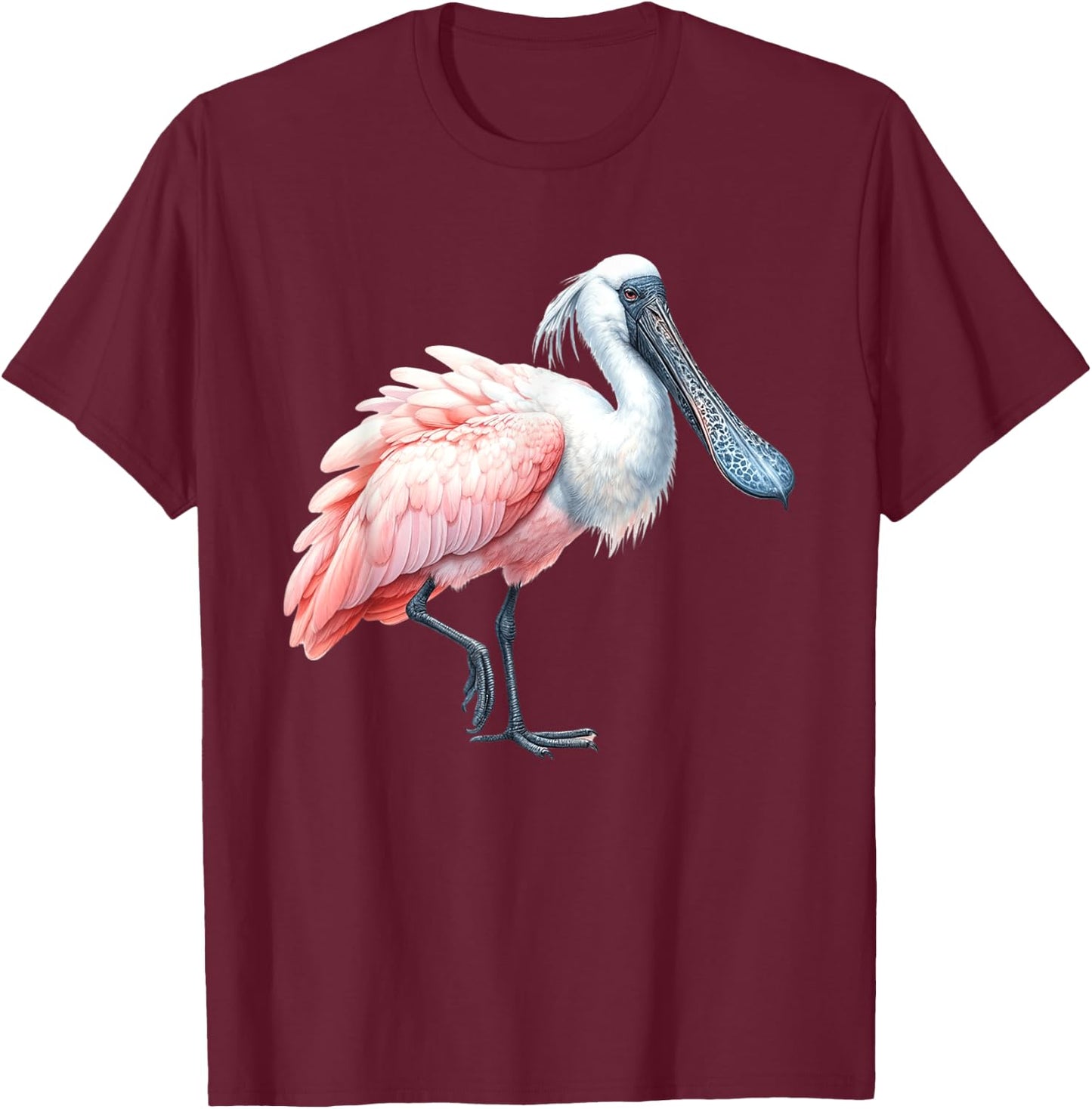 Urban Empyre Kids Roseate Spoonbill Bird , Black, Small, Short Sleeve, Polyester 100% T-Shirt - T-Shirt | Maroon