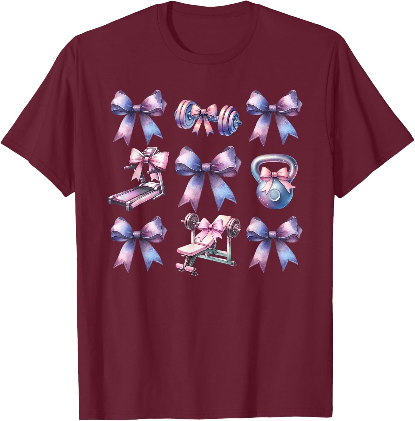 Gym With Bow T-Shirt - T-Shirt | Maroon