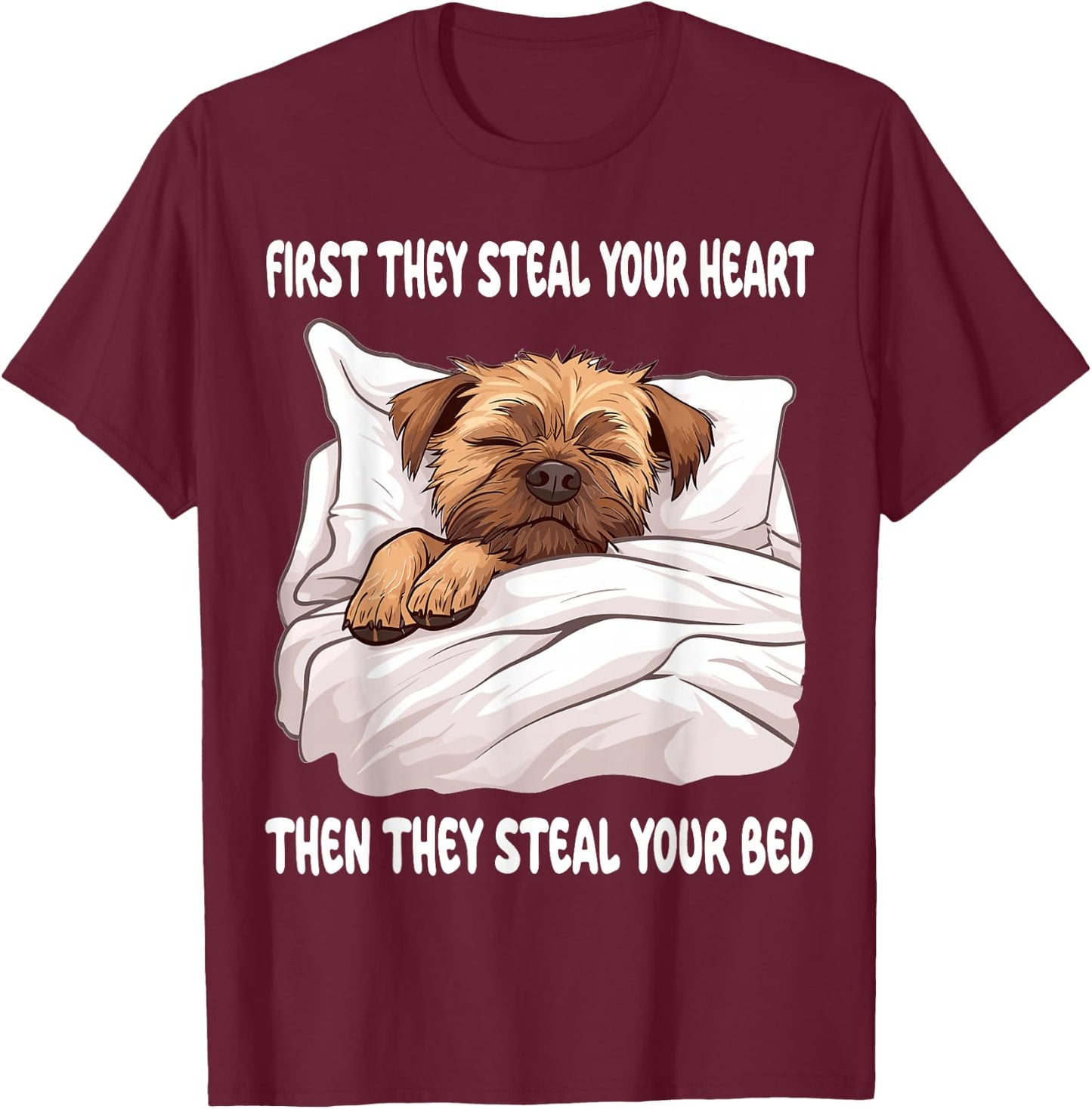 Border Terrier Sleeping Pajamas Nightgown T-Shirt - T-Shirt | Maroon