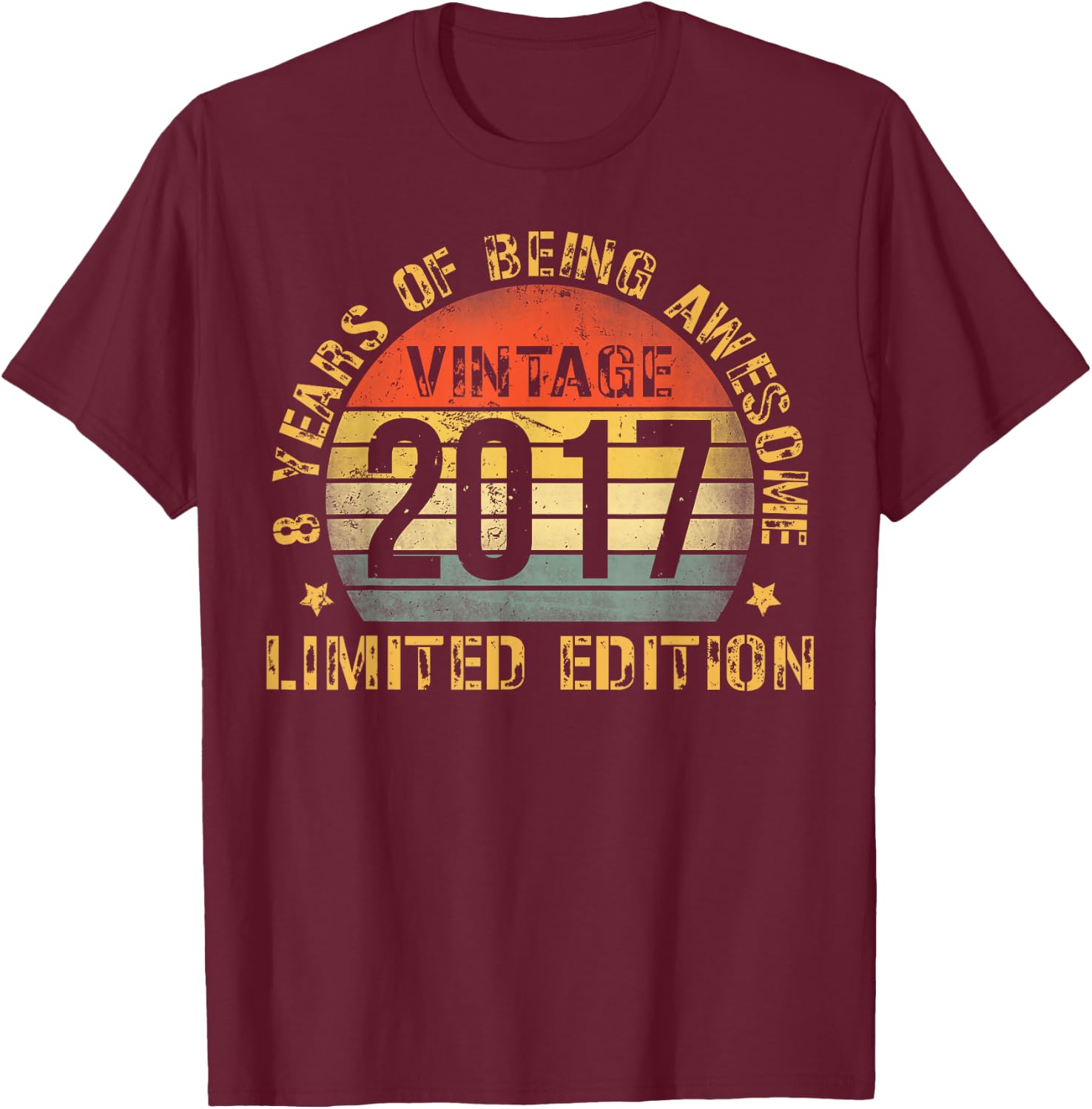 8 Year Old BDay Decorations Son Boy 8yr 2017 8th Birthday T-Shirt - T-Shirt | Maroon