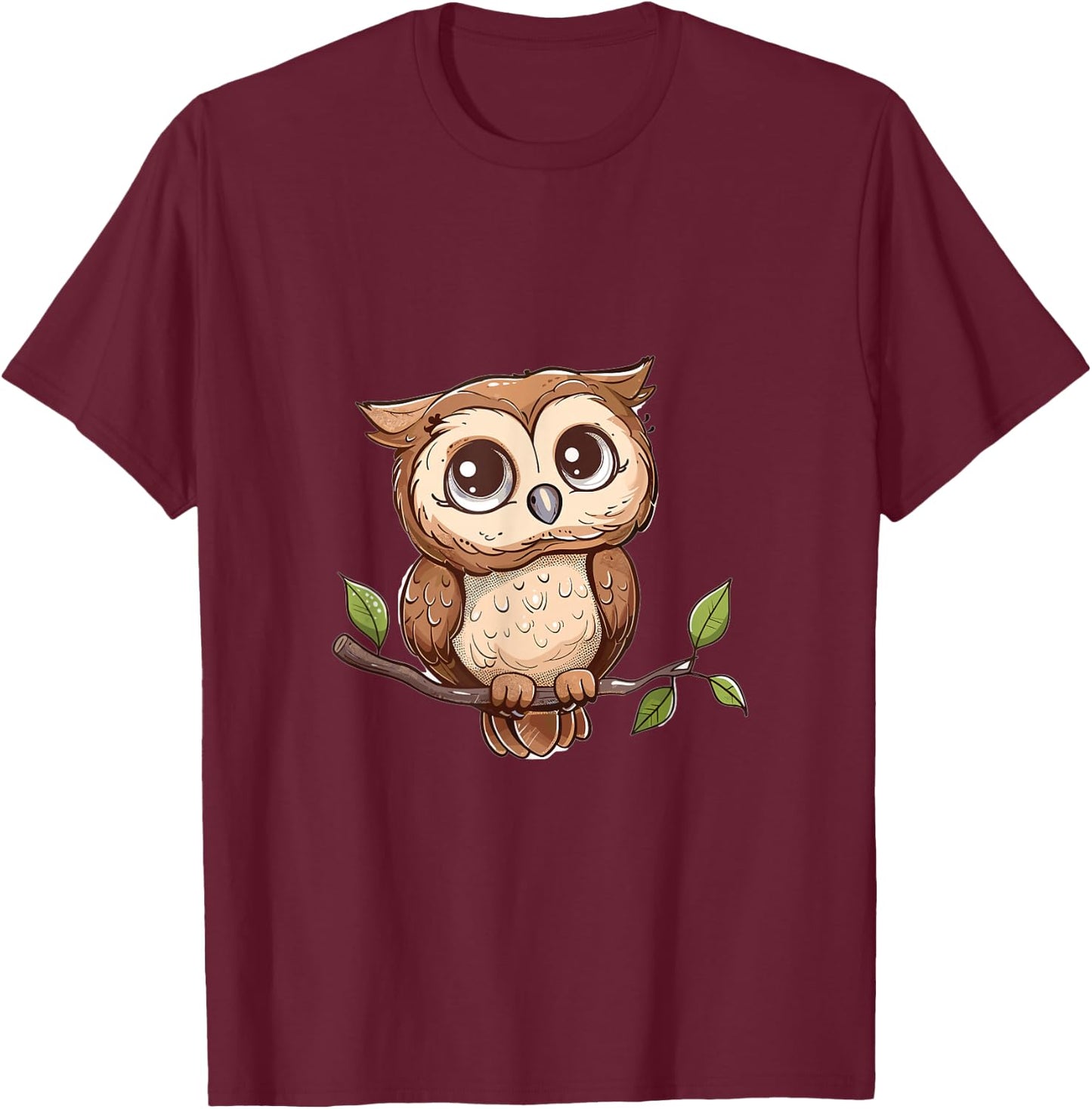 Owl Lover Graphic T-Shirt - T-Shirt | Maroon