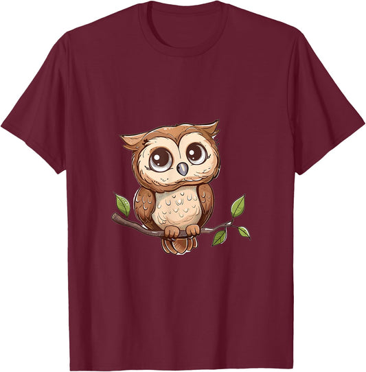 Owl Lover Graphic T-Shirt - T-Shirt | Maroon