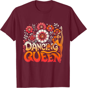 Dancing a Queen Dancing Vintage 70s 80s For Dance Parties T-Shirt - T-Shirt | Maroon