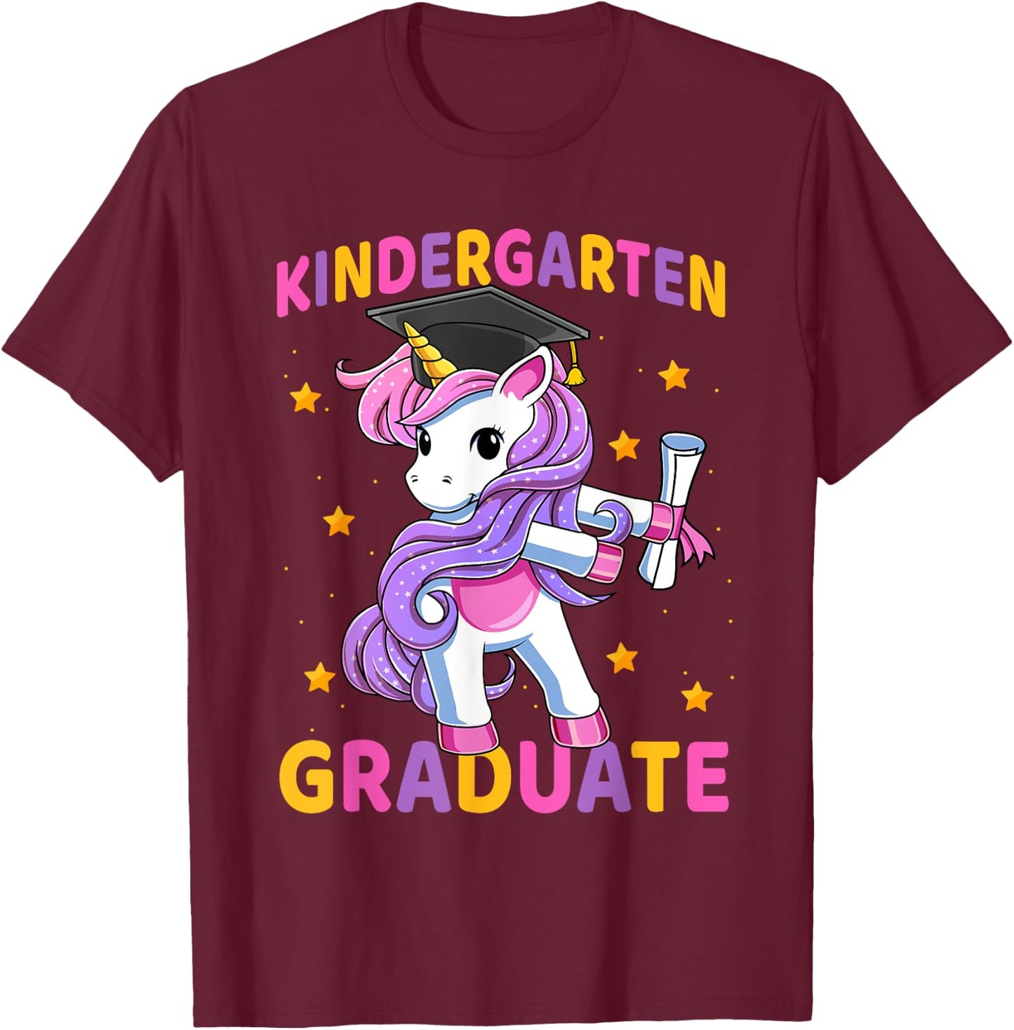Flossing Unicorn Kindergarten Graduation for Girls Kids T-Shirt - T-Shirt | Maroon