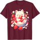 Strawberry Cat Animal Art Strawberries Floral Drawing T-Shirt - T-Shirt | Maroon
