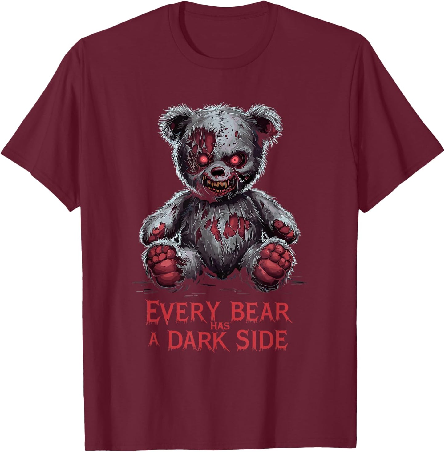 Terrible Teddy Scary Plush Horror Teddy Bear Scary T-Shirt - T-Shirt | Maroon
