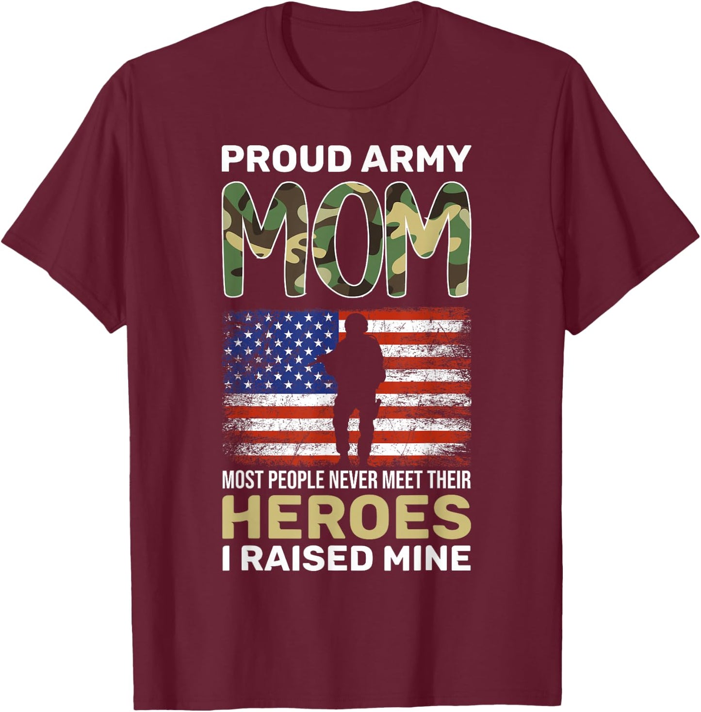 Army Mom Most People Never Meet Their Heroes Proud Army Mom T-Shirt - T-Shirt | Maroon