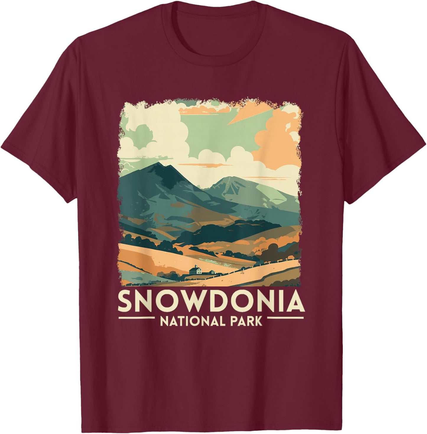 Snowdonia National Park Wales UK T-Shirt - T-Shirt | Maroon