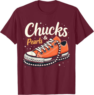 Orange Chucks and Pearls chucks 2025 T-Shirt - T-Shirt | Maroon