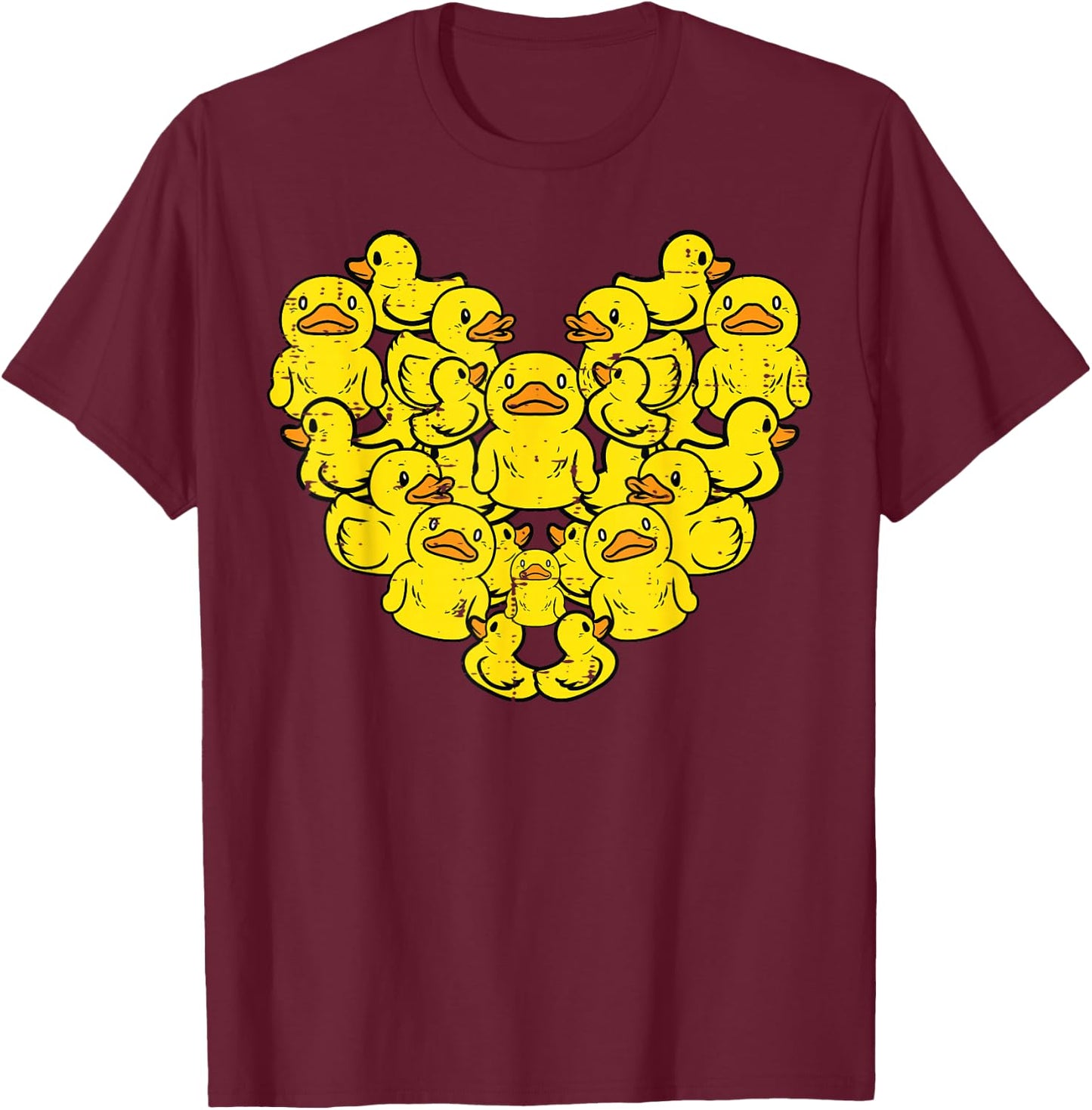Ducks Heart Shape Cute Farm Animal Women Girls Boys Kids T-Shirt - T-Shirt | Maroon