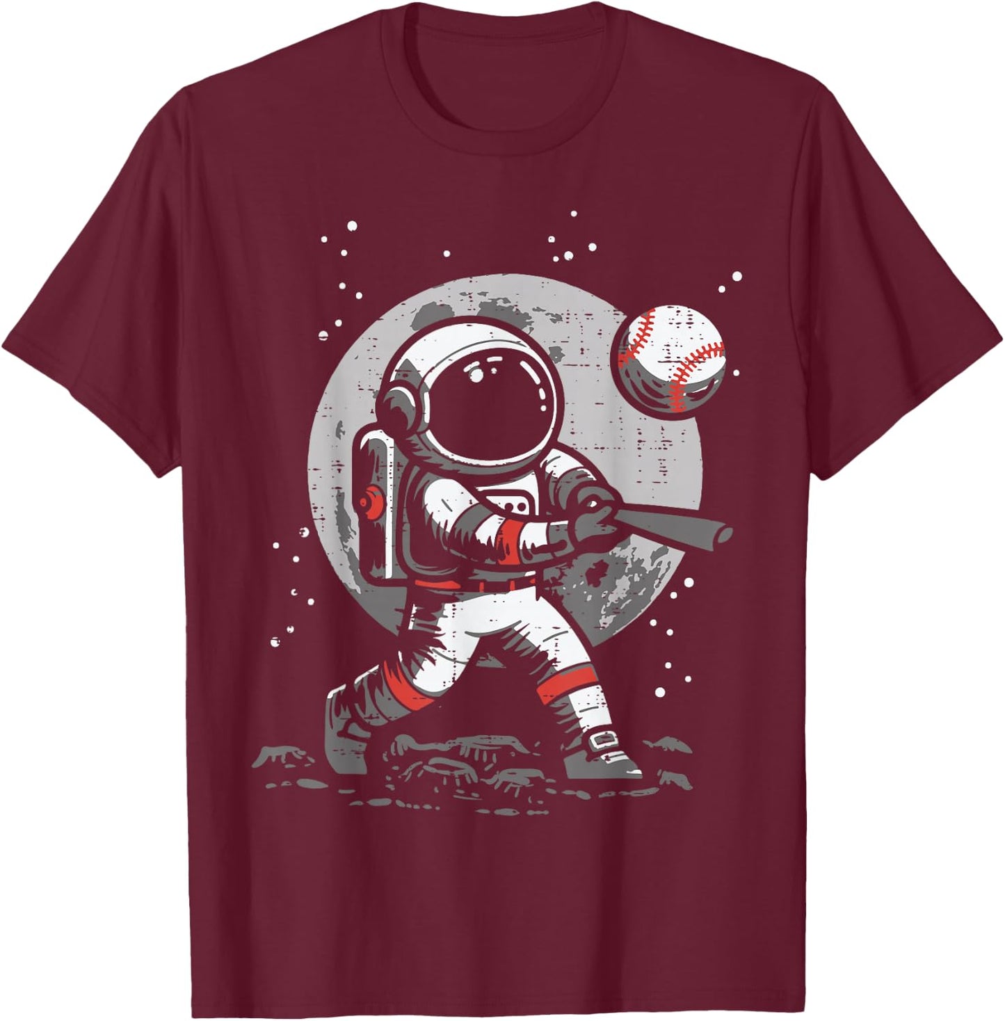Astronaut Baseball Player Space Sports Boys Kids Youth Men T-Shirt - T-Shirt | Maroon
