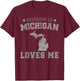 Someone In Michigan Loves Me Heart Vintage State T-Shirt - T-Shirt | Maroon