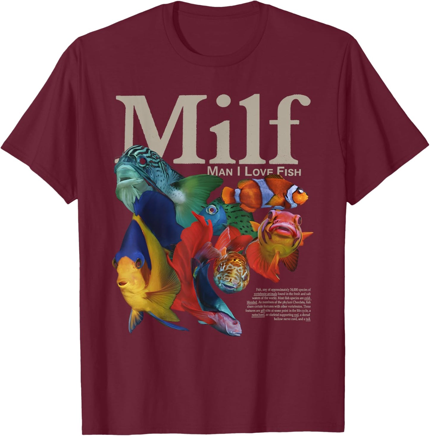 MILF Man I Love Fish Funny T-Shirt - T-Shirt | Maroon