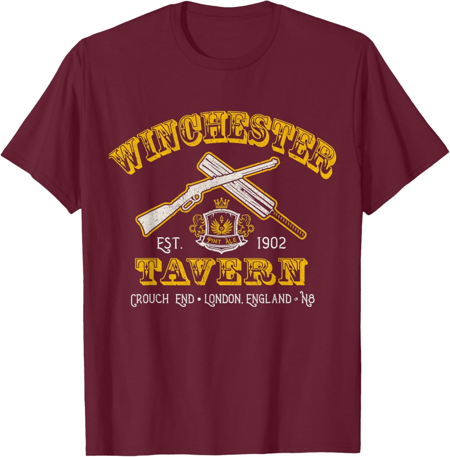 Winchester Shaun Of Zombie Movie Tavern The Dead T-Shirt - T-Shirt | Maroon