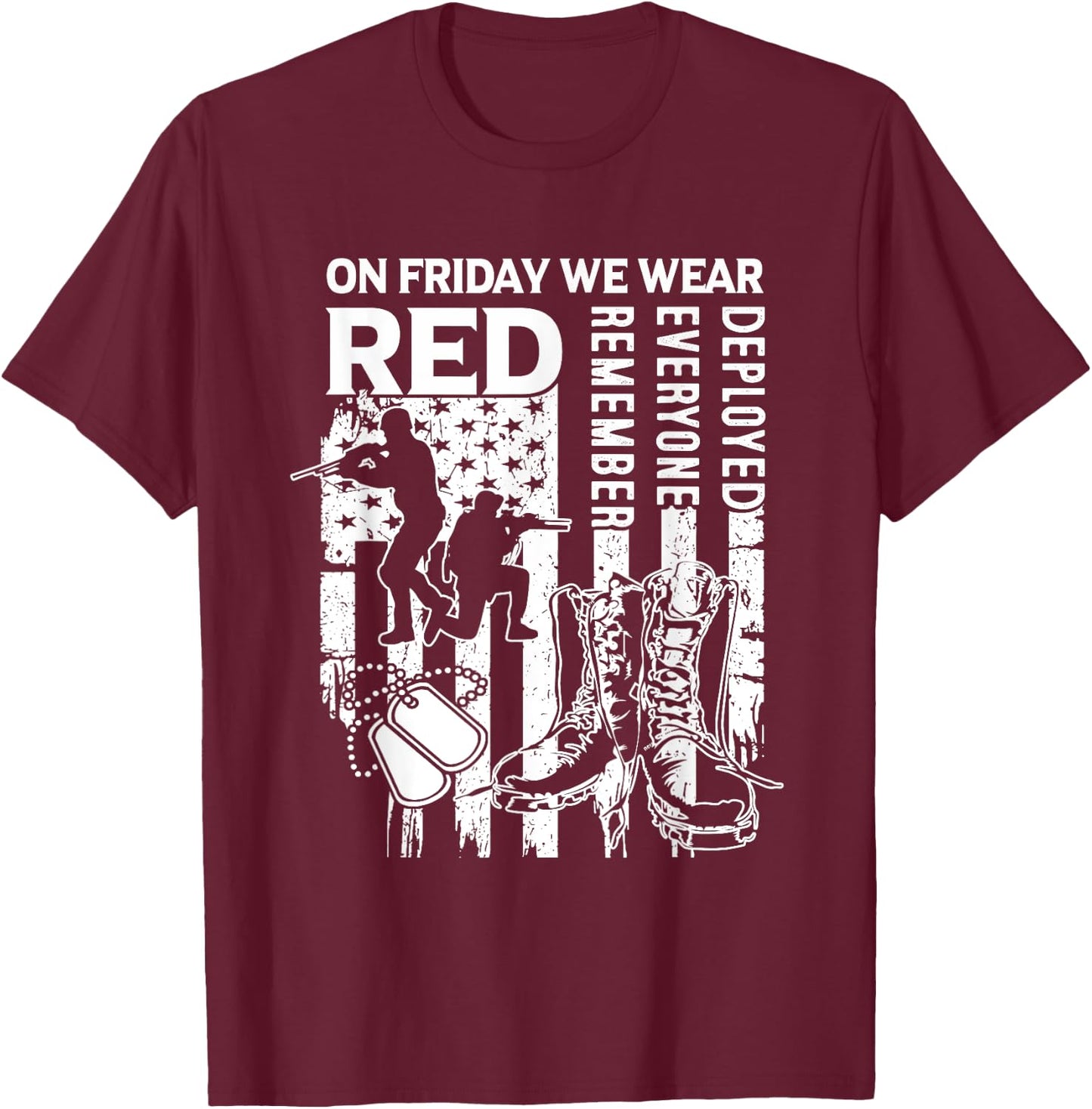 Red Friday Military Shirt On Friday We Wear Red Veteran T-Shirt - T-Shirt | Maroon