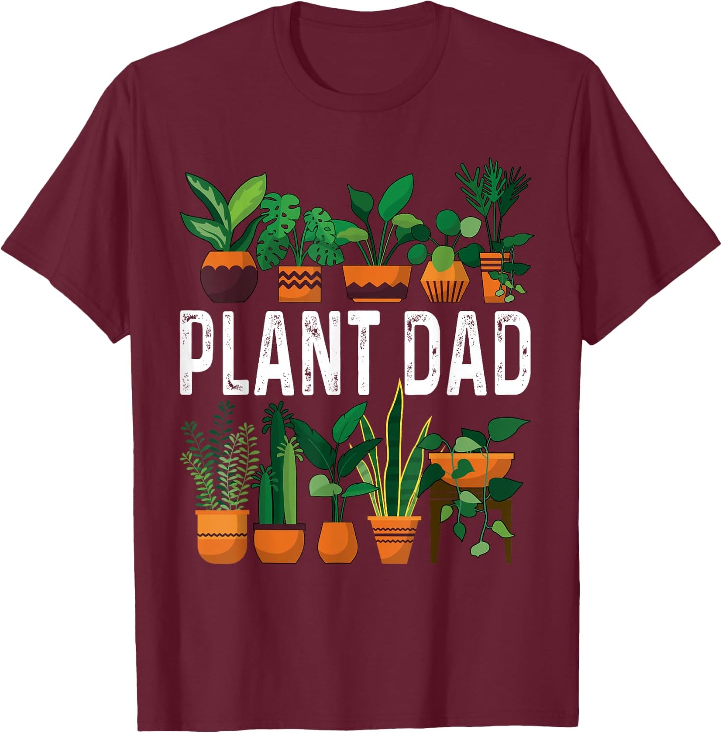 Plant Dad Potted Plant Lover Men's Gardening Plant Guy T-Shirt - T-Shirt | Maroon