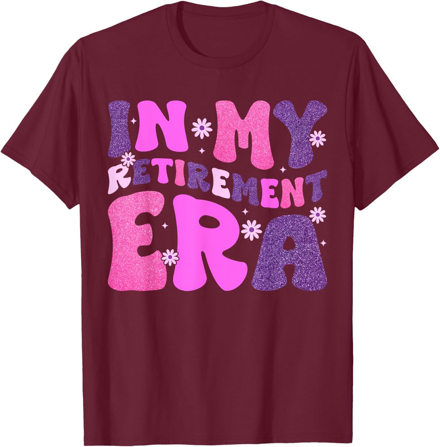 In My Retirement Era Retro Groovy Teacher Retired 2024 Women T-Shirt - T-Shirt | Maroon