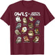 Owls of North America Shirt Birdwatcher Bird Lover Owl Lover T-Shirt - T-Shirt | Maroon