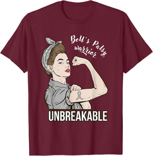 Bell's Palsy Awareness Warrior Unbreakable Support T-Shirt - T-Shirt | Maroon