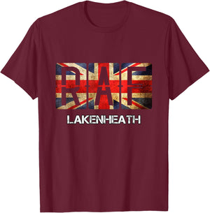 RAF Lakenheath England Airforce Vintage Distressed T-Shirt - T-Shirt | Maroon