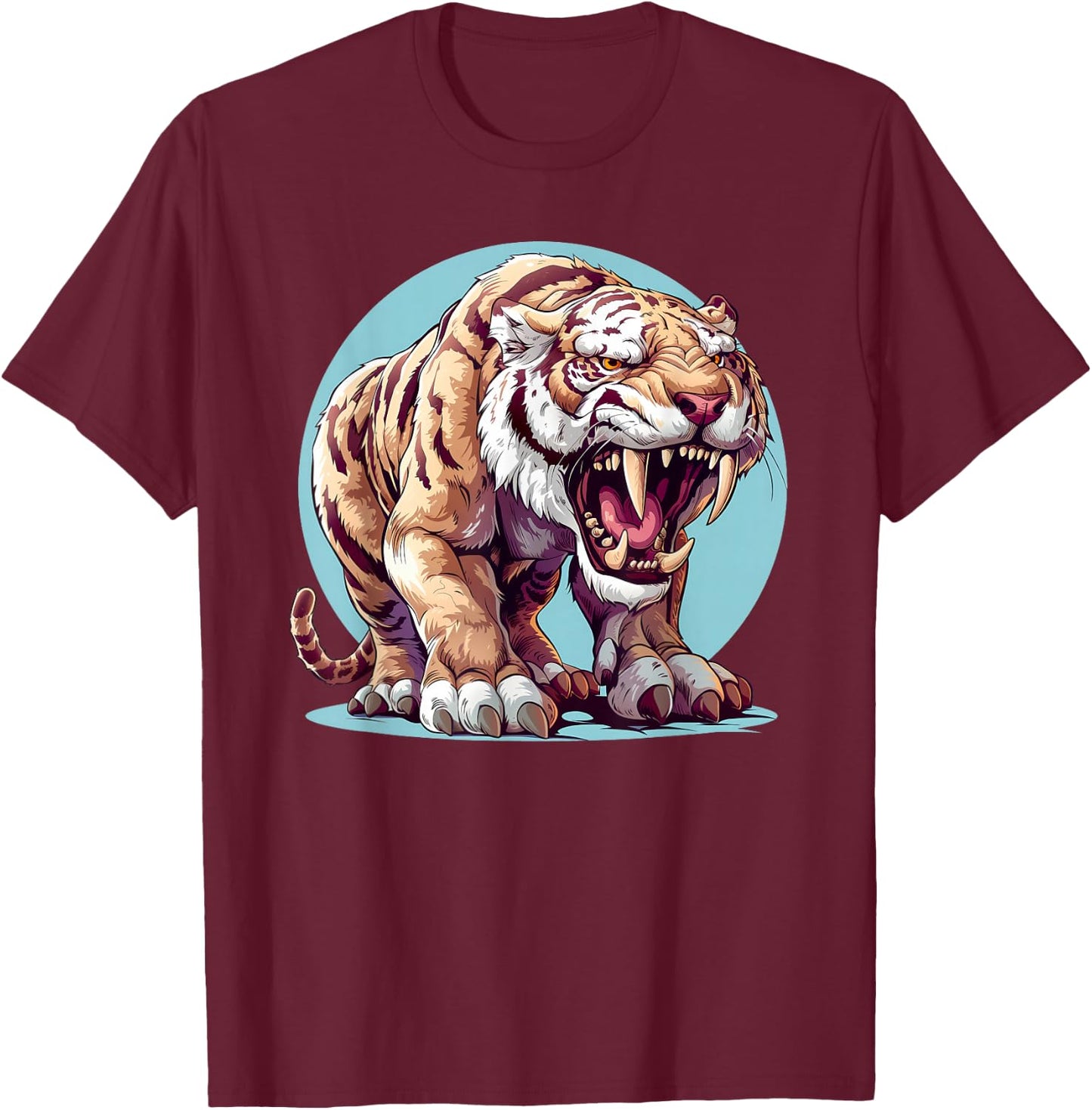 Saber Tooth Tiger - Sabre Tooth Tiger T-Shirt - T-Shirt | Maroon