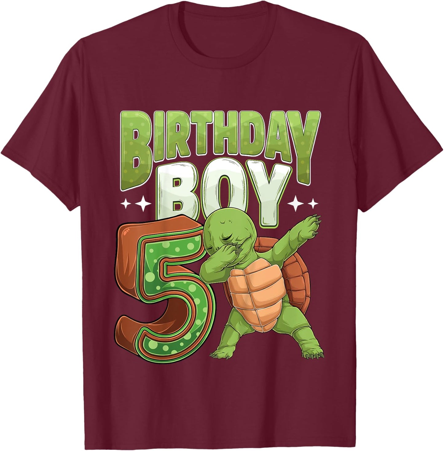 Kids 5 year old Turtle animal lovers 5th Birthday Boy T-Shirt - T-Shirt | Maroon