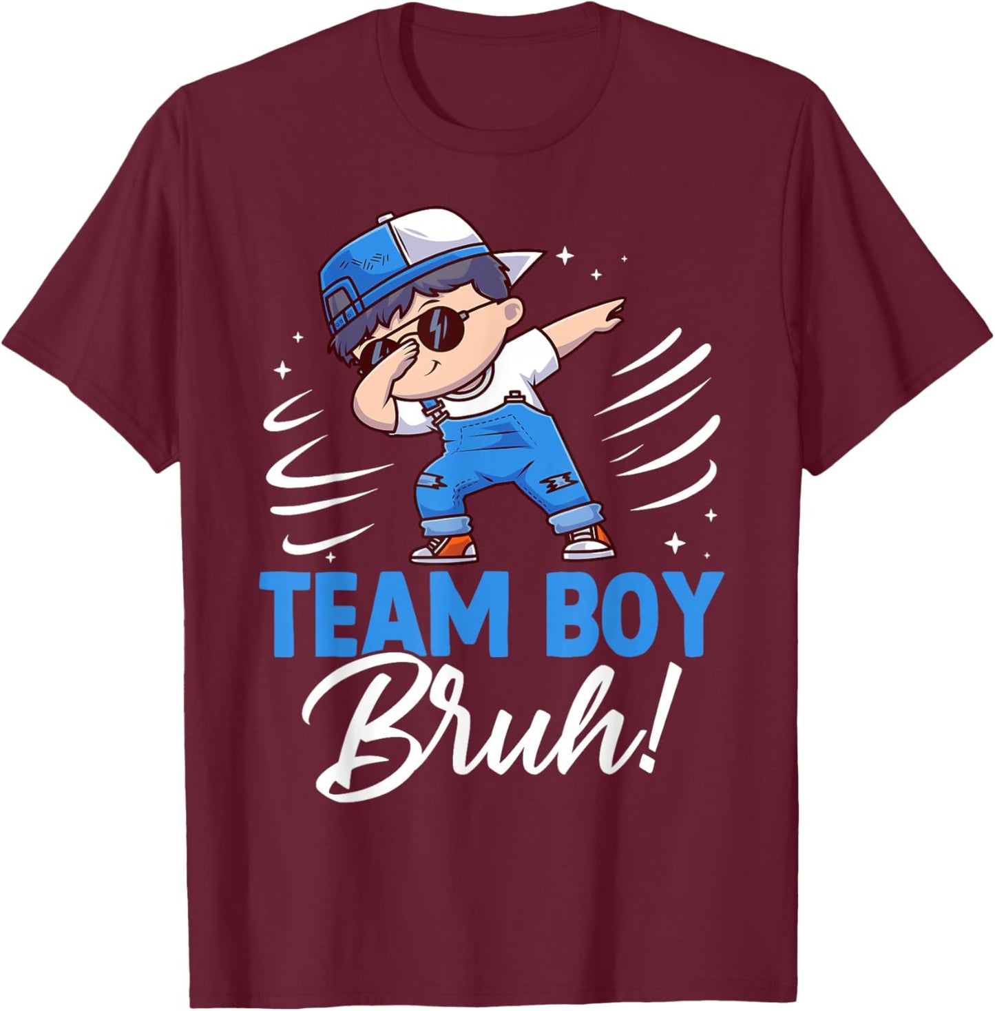 Family Team Boy Bruh Gender Reveal Party Announcement T-Shirt - T-Shirt | Maroon