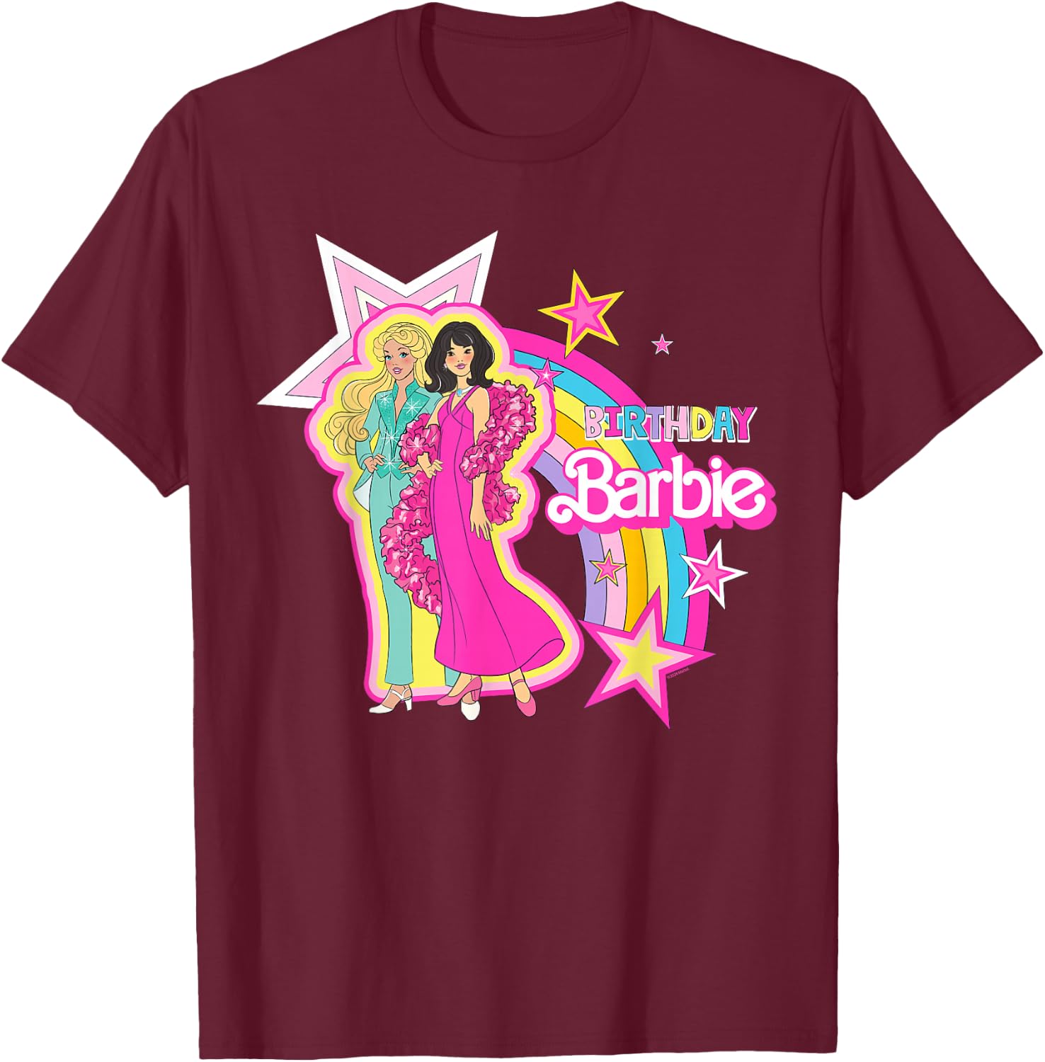 Barbie - Birthday Barbie Rainbow T-Shirt - T-Shirt | Maroon
