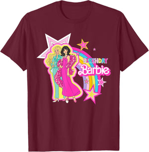 Barbie - Birthday Barbie Rainbow T-Shirt - T-Shirt | Maroon