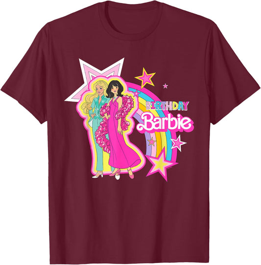 Barbie - Birthday Barbie Rainbow T-Shirt - T-Shirt | Maroon