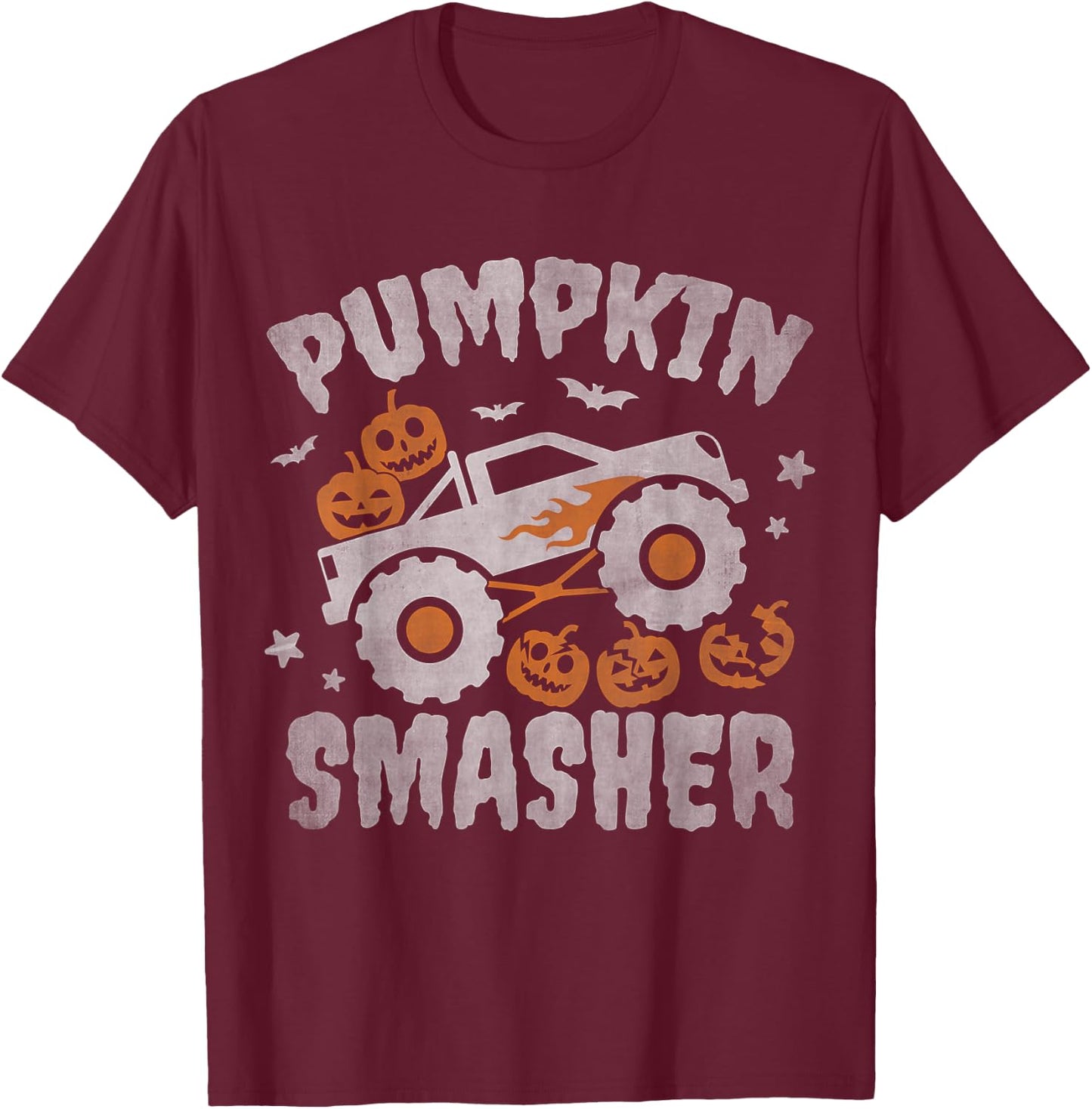 pumpkin smasher toddler Halloween for Monster Truck Lover T-Shirt - T-Shirt | Maroon