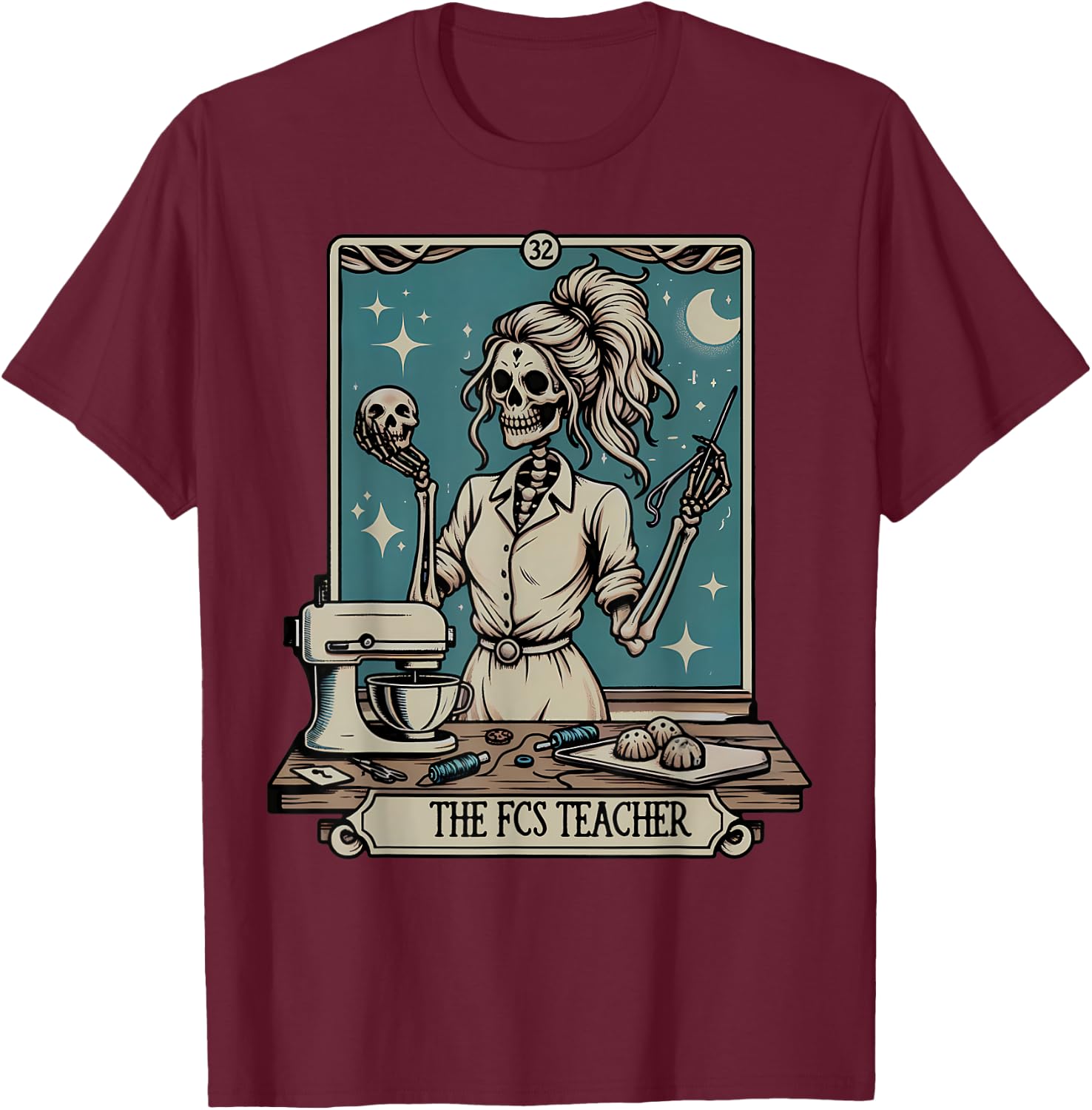 FCS Teacher Skeleton Halloween Family and Consumer Science T-Shirt - T-Shirt | Maroon
