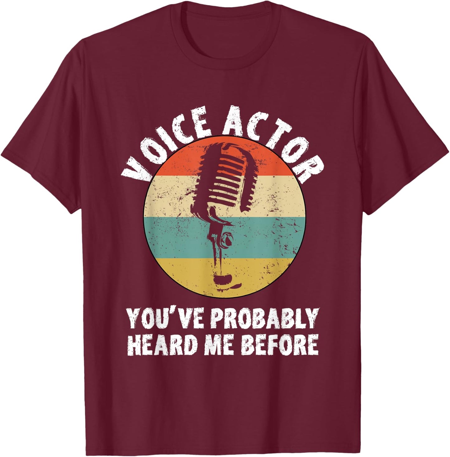 Voice Actor Design Vintage Microphone Voice Over Artist T-Shirt - T-Shirt | Maroon
