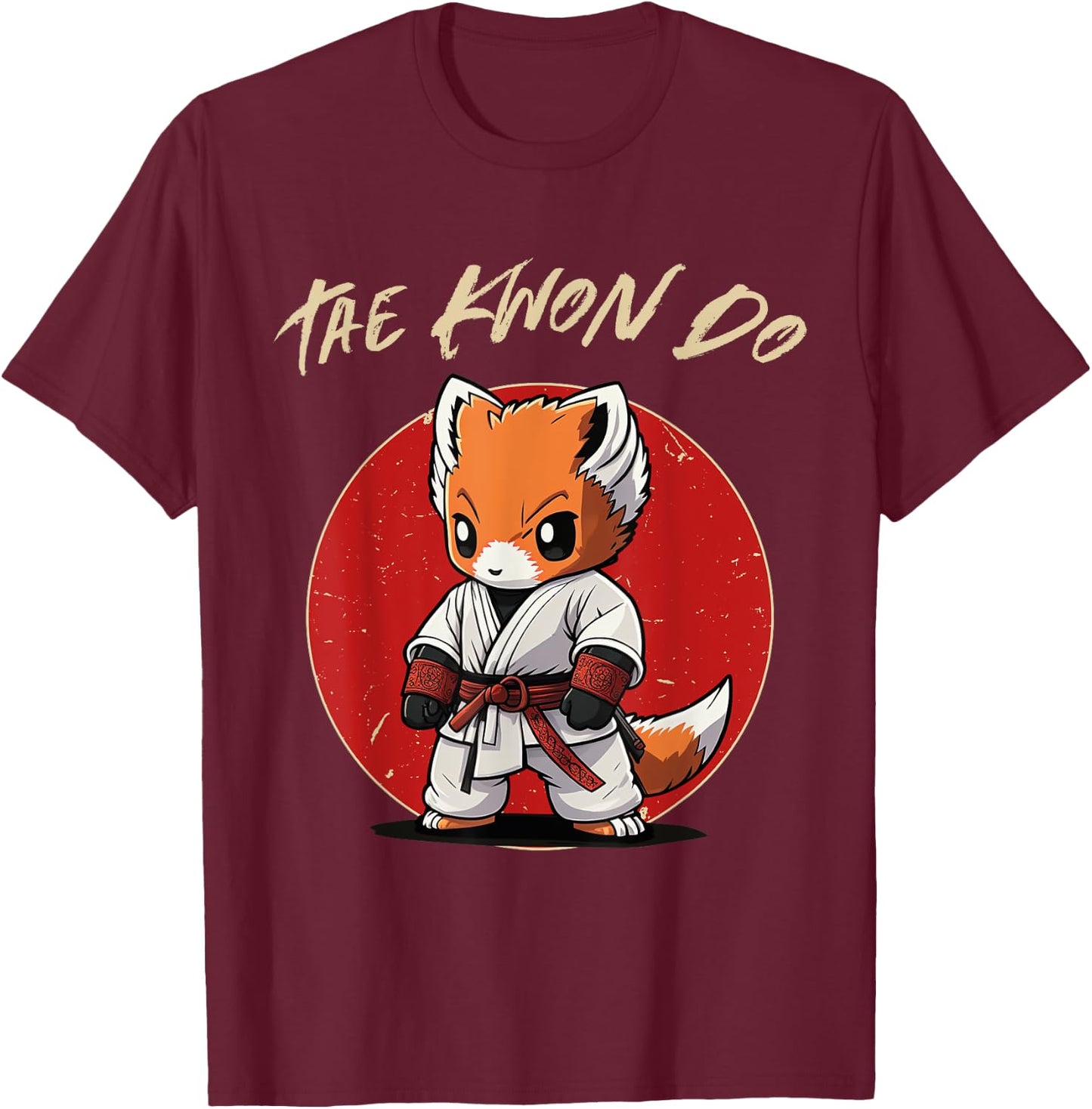 Fox Taekwondo - Funny TKD Korean Martial Arts T-Shirt - T-Shirt | Maroon