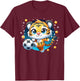 Tiger Soccer Player Kicking Soccer Ball Cute Kids Graphic T-Shirt - T-Shirt | Maroon