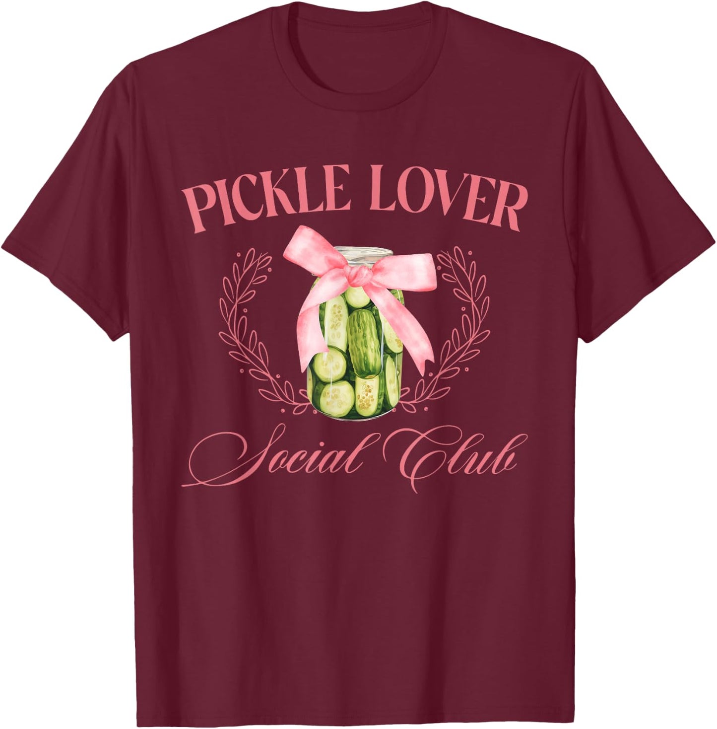 Pickle Lover Coquette Pickle Jar Food Aesthetic Social Club T-Shirt - T-Shirt | Maroon