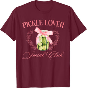 Pickle Lover Coquette Pickle Jar Food Aesthetic Social Club T-Shirt - T-Shirt | Maroon