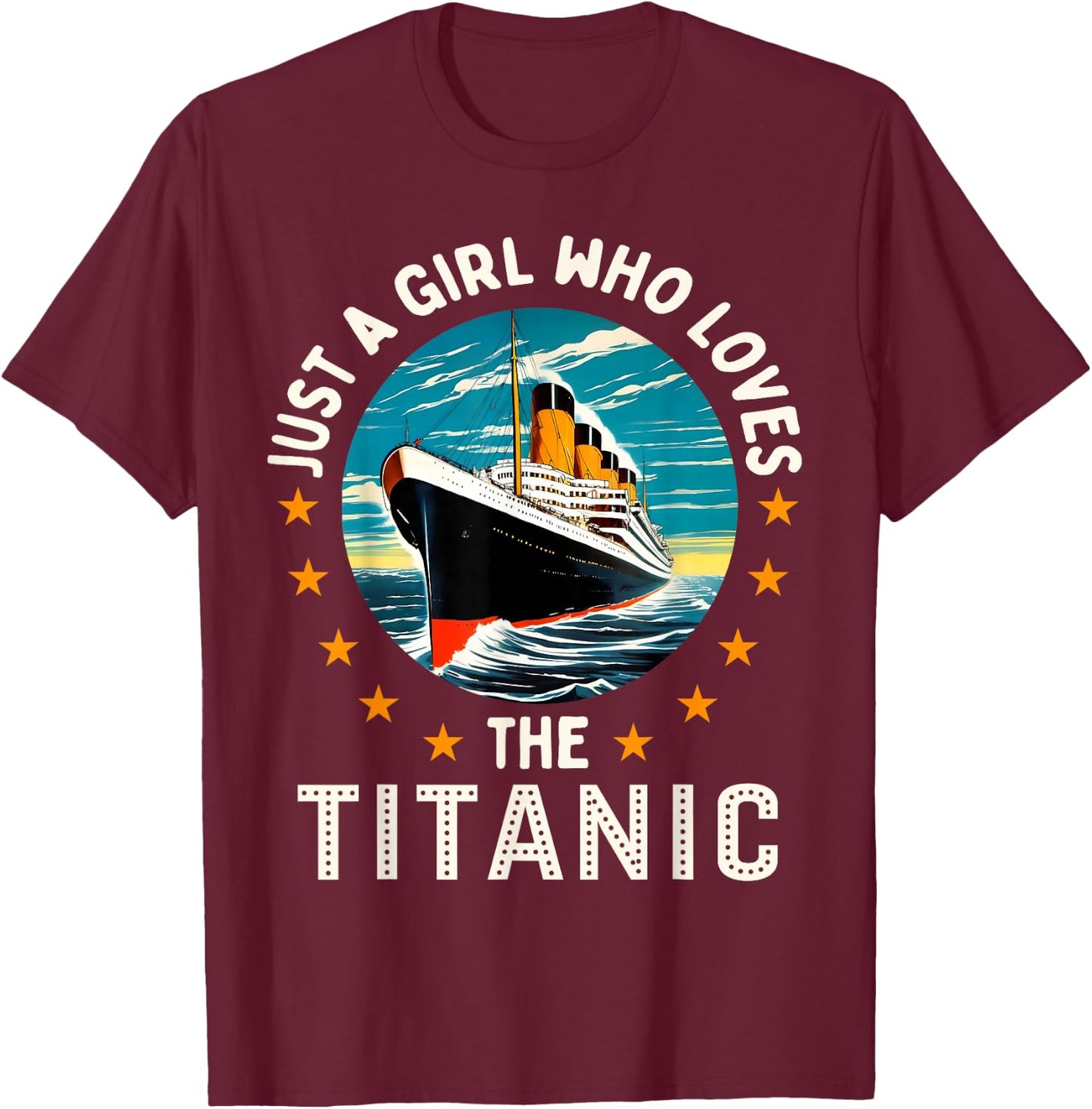 A Girl Who Loves the RMS Titanic Girls T-Shirt - T-Shirt | Maroon