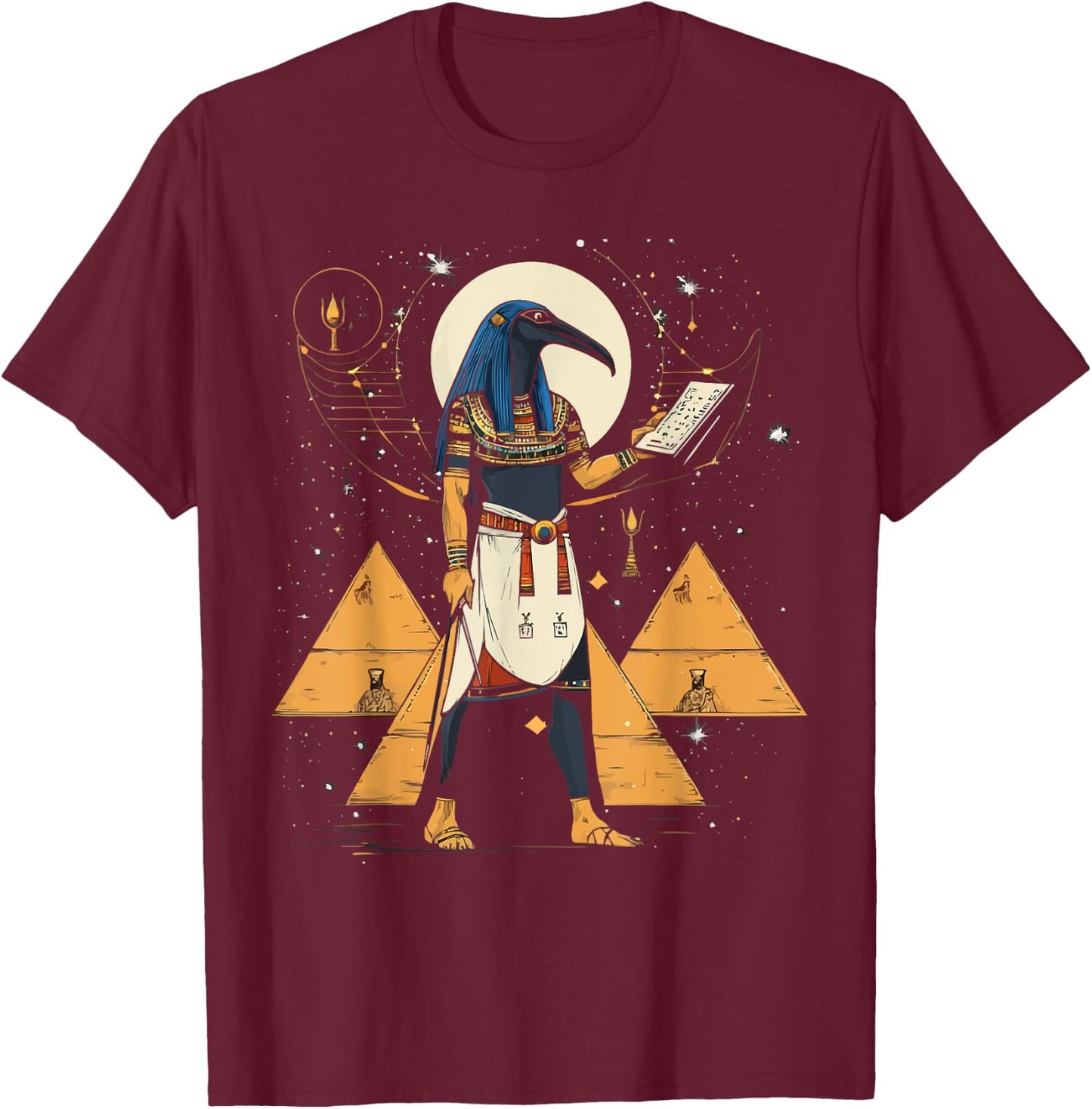 Thoth Egyptian God Egyptian Mythology Pyramid Ancient Egypt T-Shirt - T-Shirt | Maroon