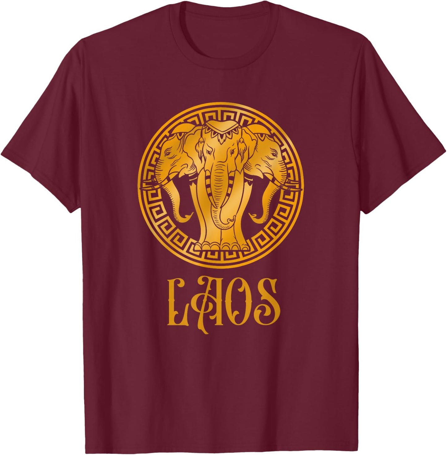 Laos Proud Lao Laotian Flag Day Elephants T-Shirt - T-Shirt | Maroon