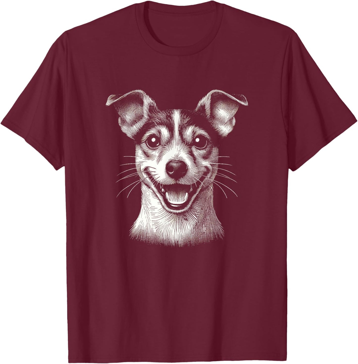 Rat Terrier Dog Face Art Design And Men T-Shirt - T-Shirt | Maroon
