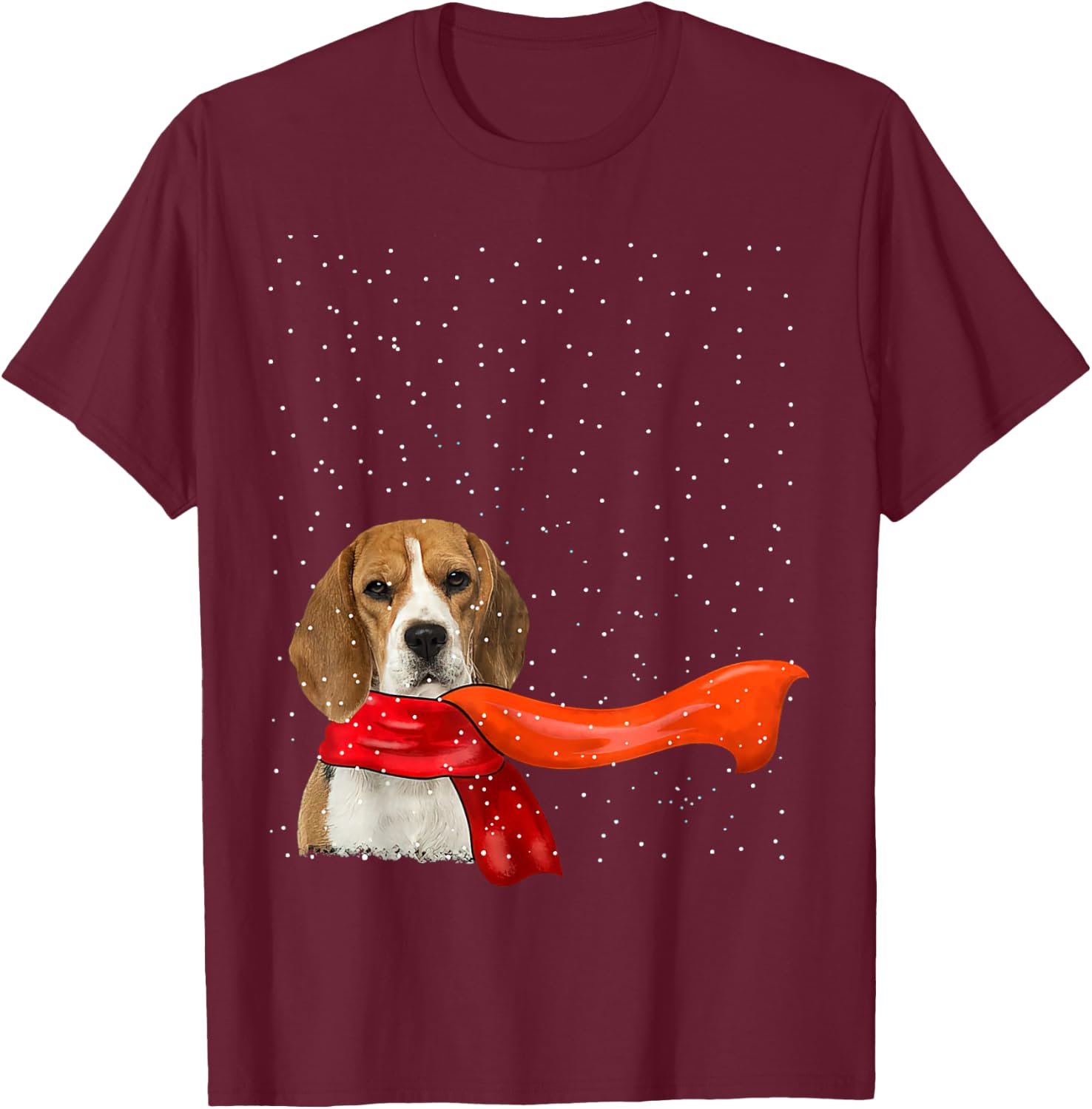 Beagle Dog Winter Christmas Sweater Xmas Pet T-Shirt - T-Shirt | Maroon