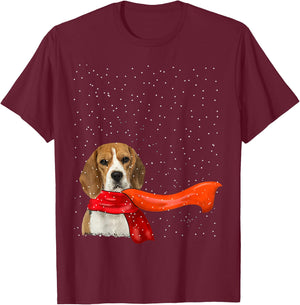 Beagle Dog Winter Christmas Sweater Xmas Pet T-Shirt - T-Shirt | Maroon