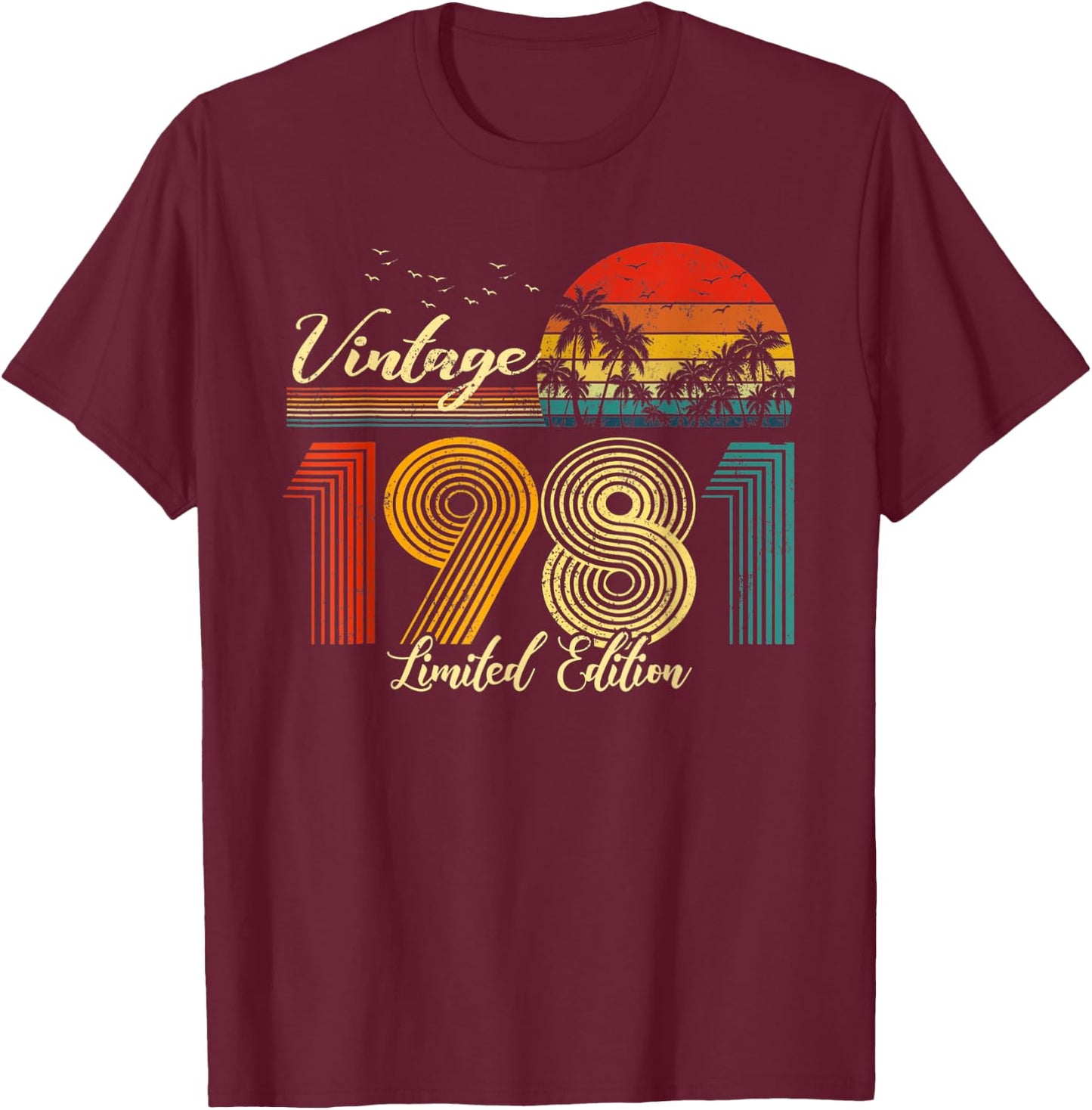 Vintage 1981 Limited Edition Men Women - 42 Birthday T-Shirt - T-Shirt | Maroon
