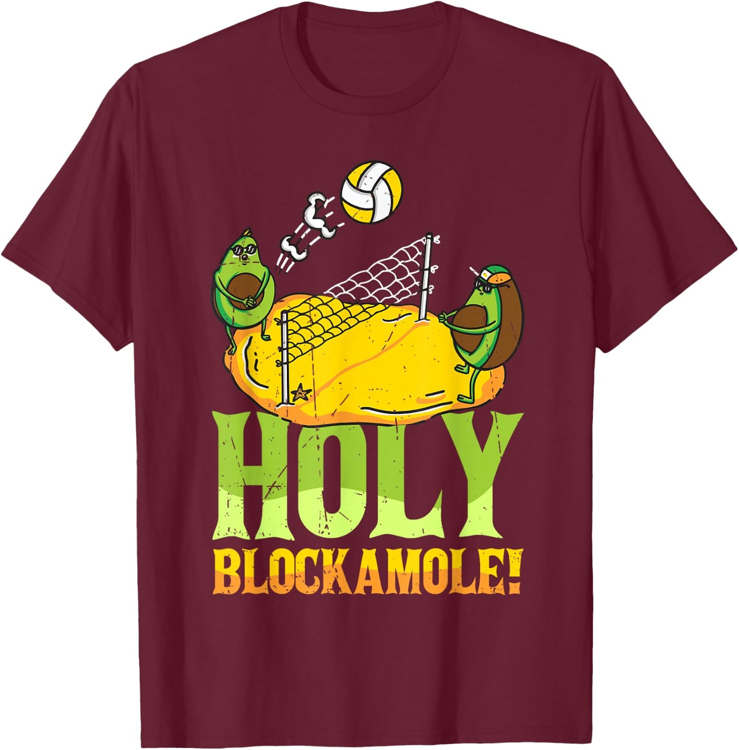 Holy Blockamole Volleyball Match Block Avocado Women T-Shirt - T-Shirt | Maroon