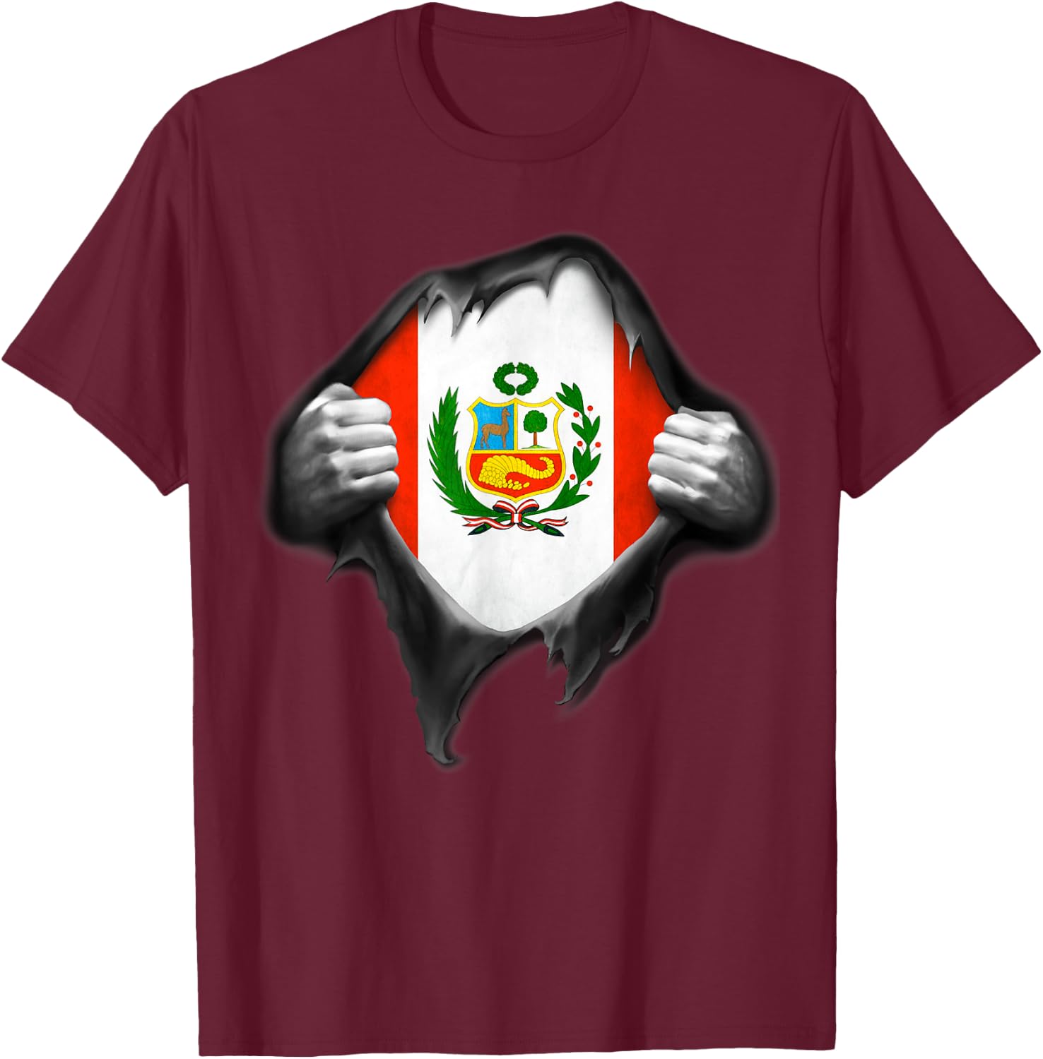 Peru Flag T Shirt. Proud Peruvian T-Shirt - T-Shirt | Maroon