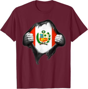 Peru Flag T Shirt. Proud Peruvian T-Shirt - T-Shirt | Maroon