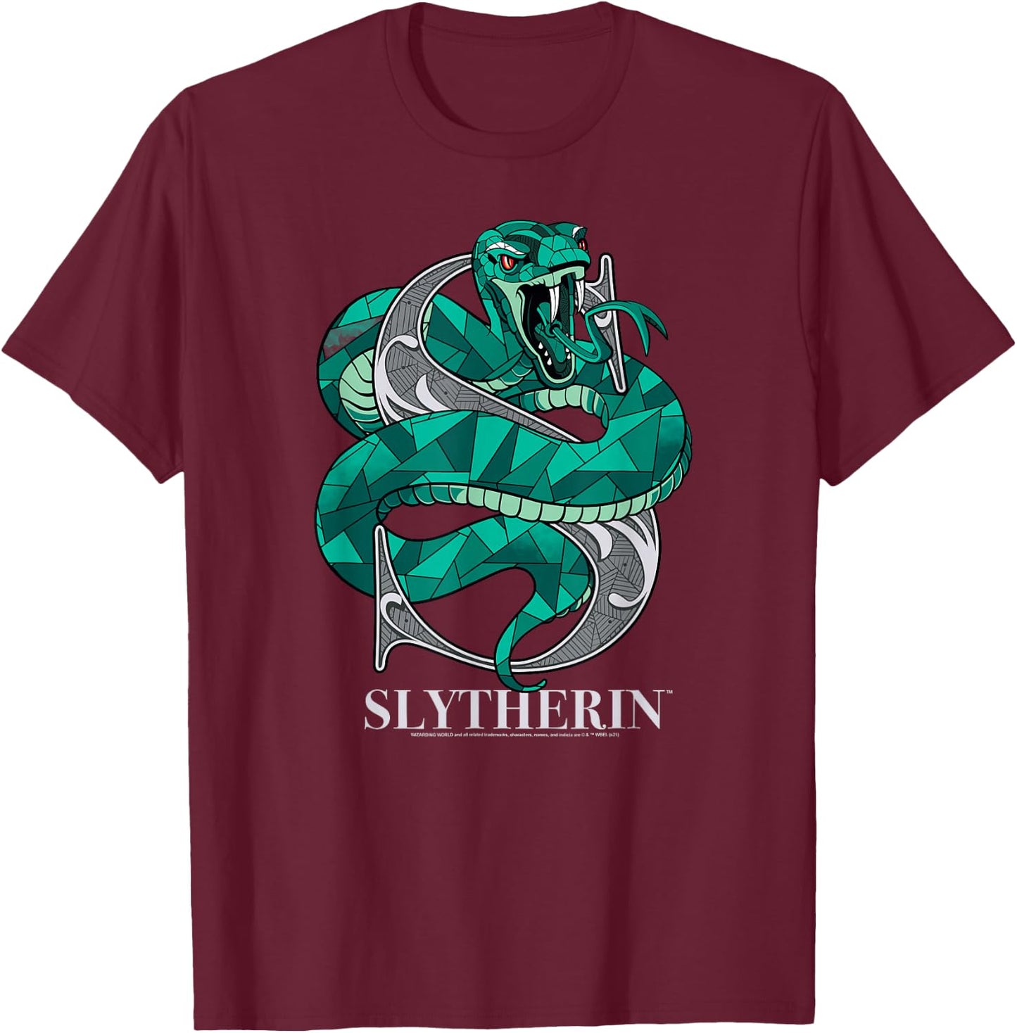 Harry Potter Mosaic Slytherin with Snake T-Shirt - T-Shirt | Maroon
